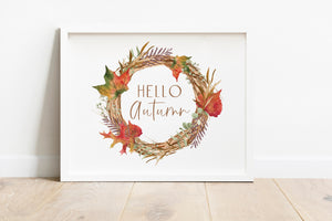"Hello Autumn" Wreath Print