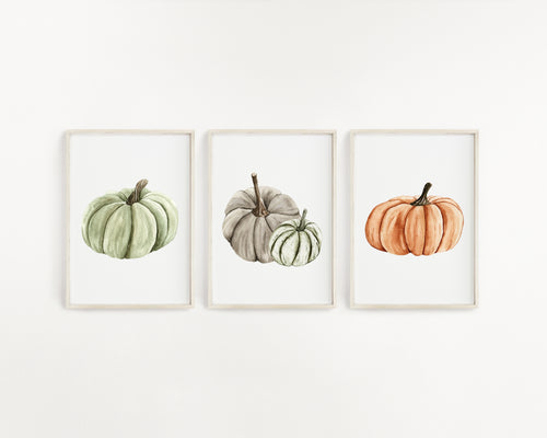 Set of 3 Watercolor Pumpkins